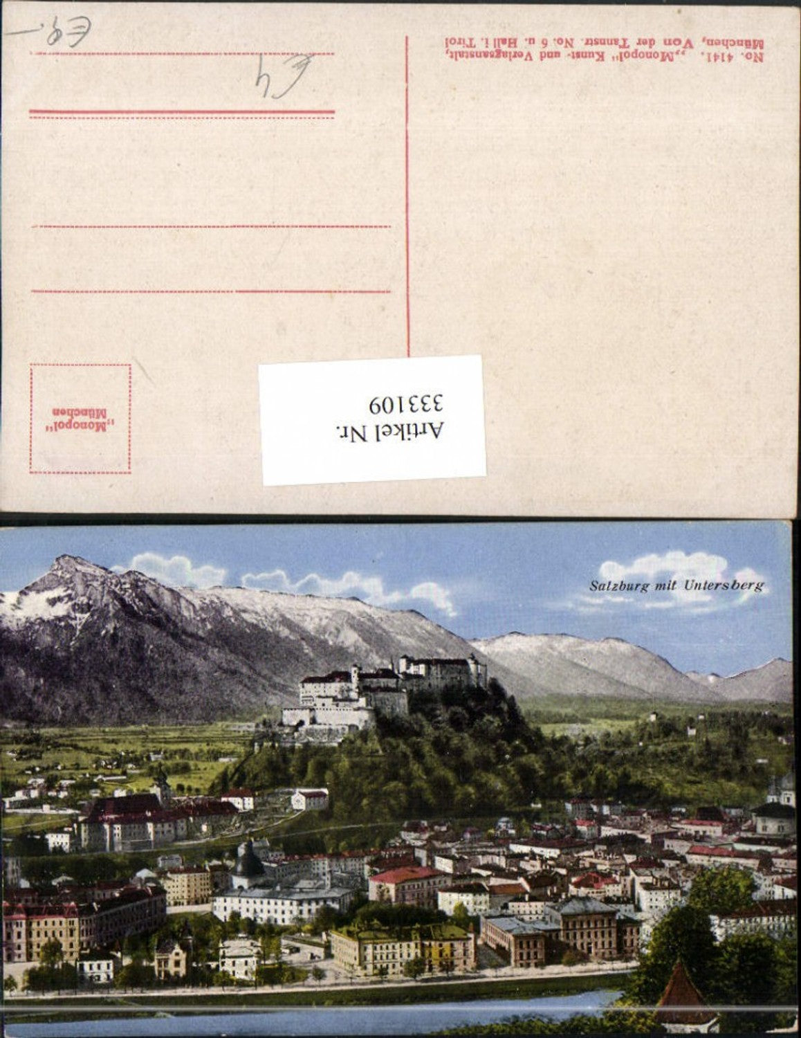 333109,Salzburg Teilansicht m. Festung geg. Untersberg Bergkulisse