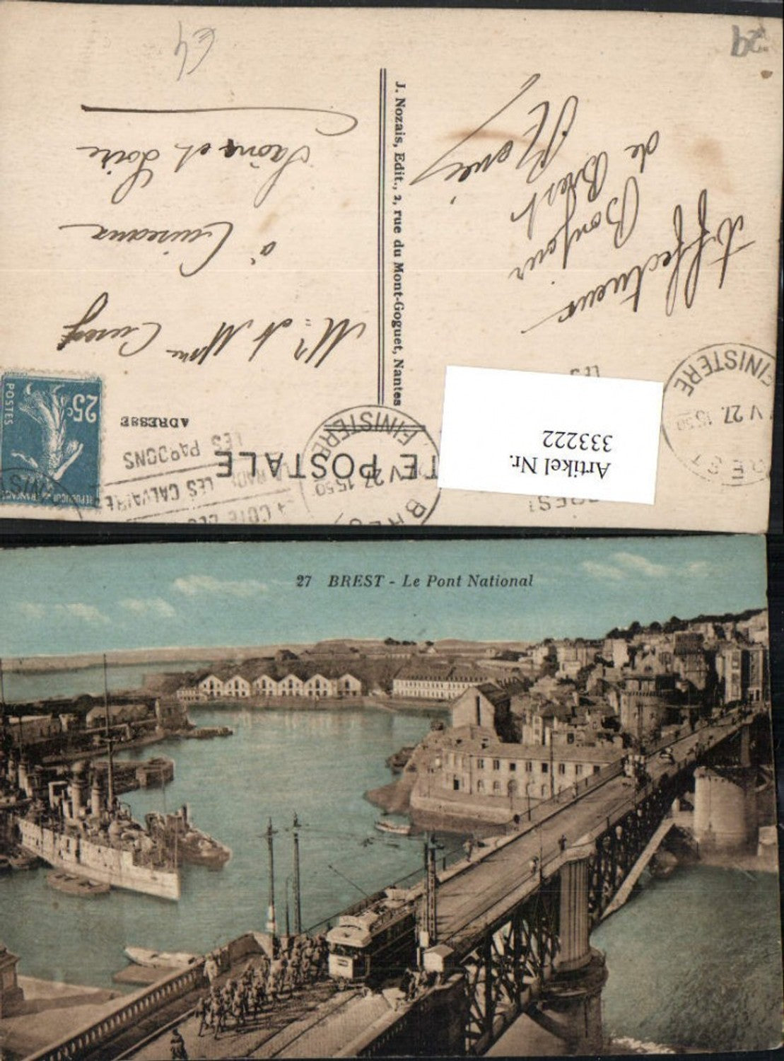 333222,Bretagne Finistere Brest Le Pont National Brücke Dampfer