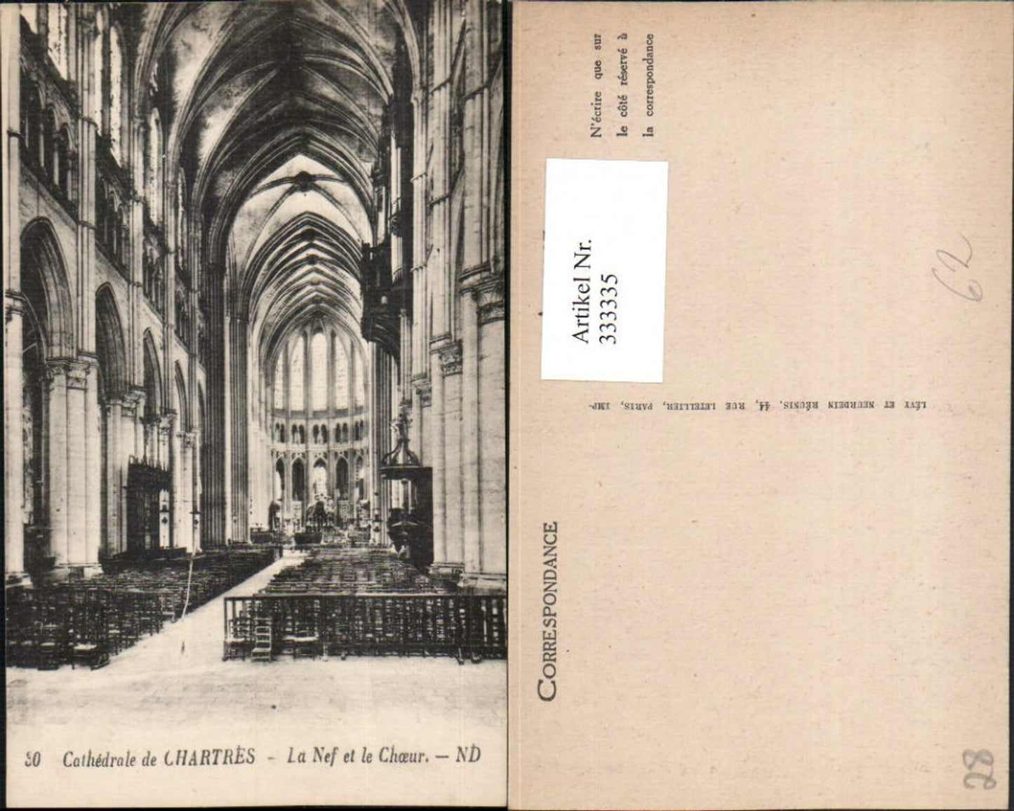333335,Centre Eure et Loir Chartres Cathedrale La Nef et le Choeur Kirche Innenansicht