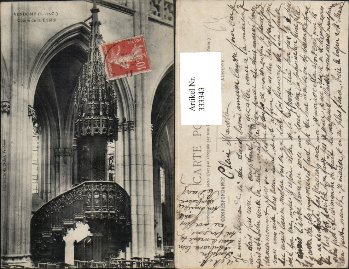 333343,Centre Loire-et-Cher Vendome Chaire de la Trinite Kirche Kanzel