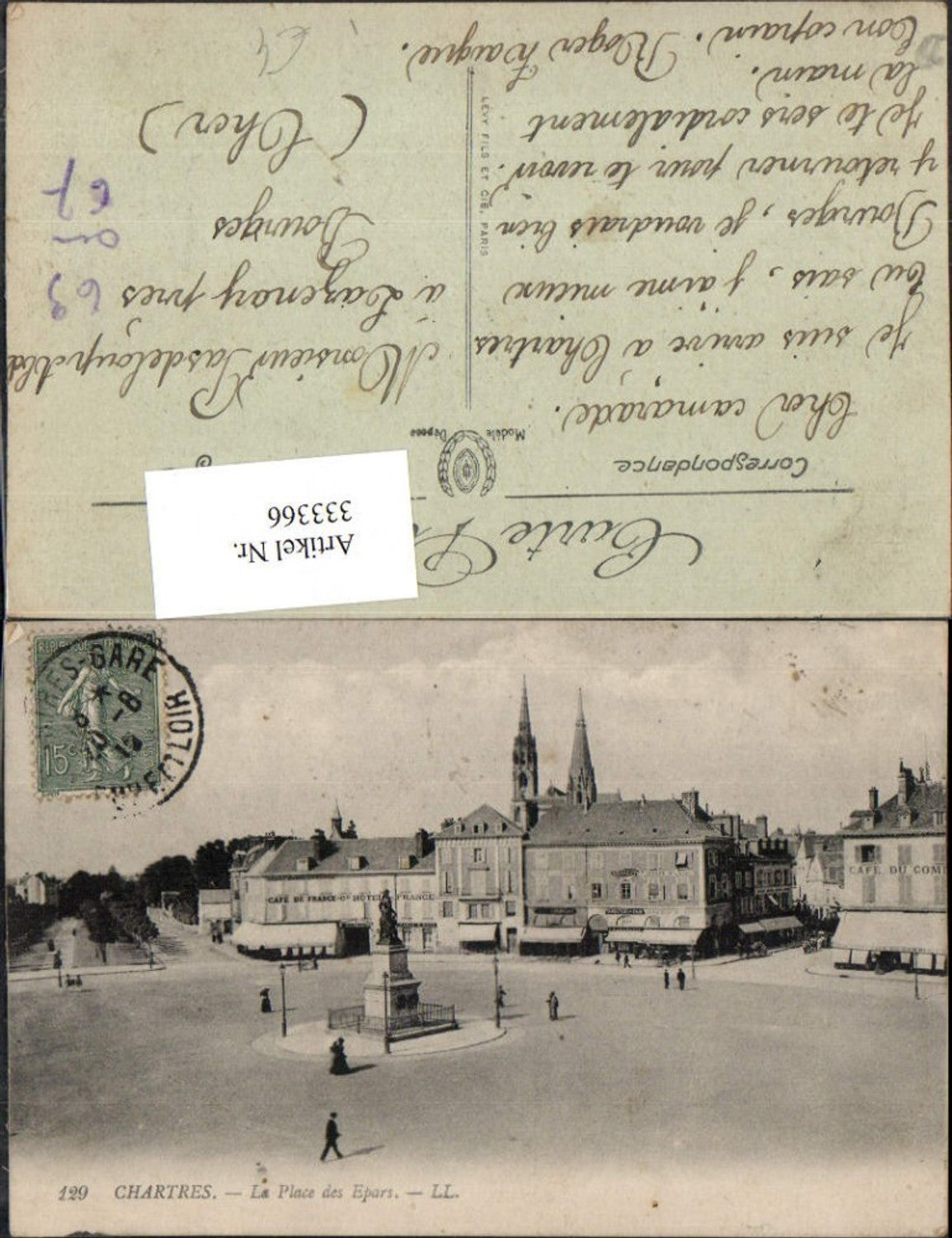 333366,Centre Eure-et-Loir Chartres La Place des Epars Platz Denkmal Geschäfte