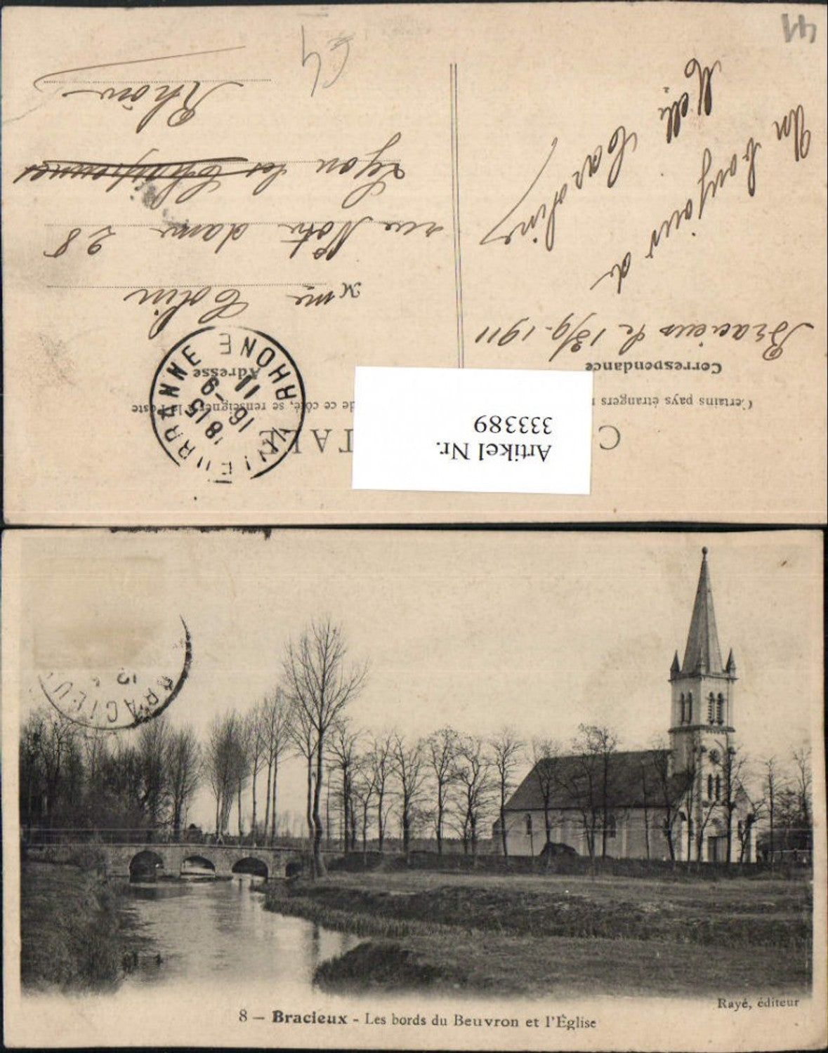 333389,Centre Loire-et-Cher Bracieux Les bords du Beuvron et l'Eglise Kirche Brücke
