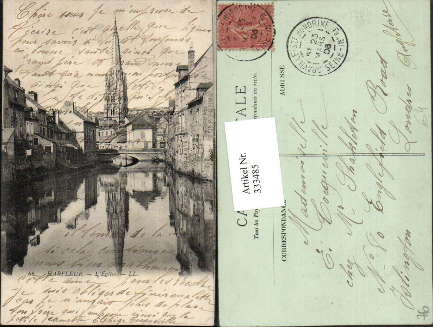 333485,Haute-Normandie Seine-Maritime Harfleur L'Eglise Kirche Fluss Brücke