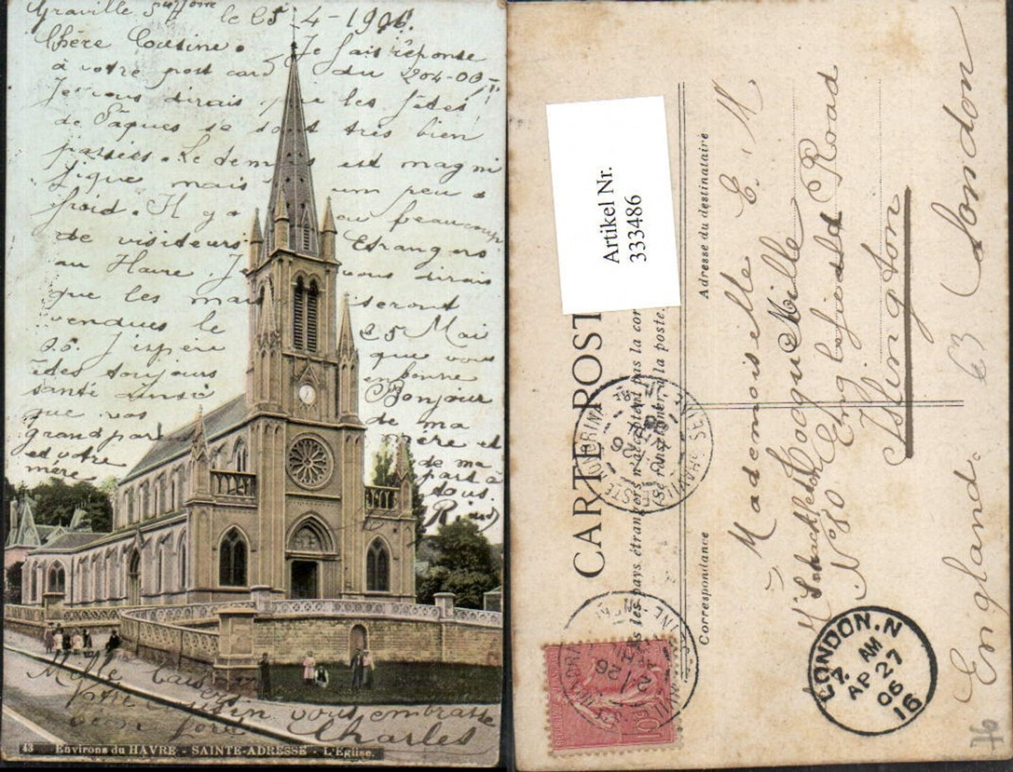 333486,Haute-Normandie Seine-Maritime Havre Saint-Adresse L'Eglise Kirche