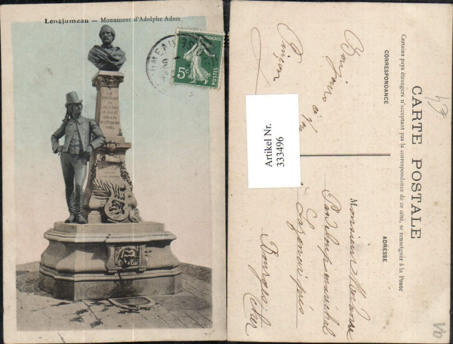 333496,Ile-de-France Essonne Longjumeau Monument d'Adolphe Adam Denkmal Büste