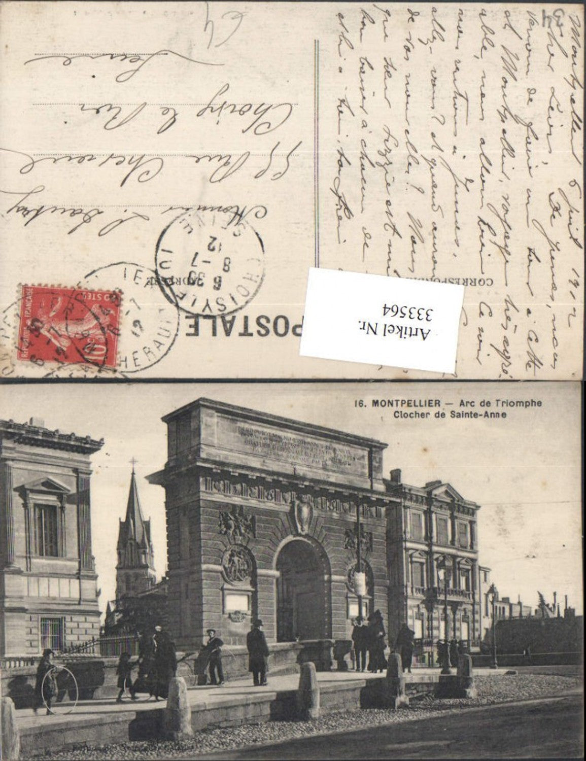 333564,Languedoc-Roussillon Herault Montpellier Arc de Triomphe Clocher Sainte-Anne Triumphbogen