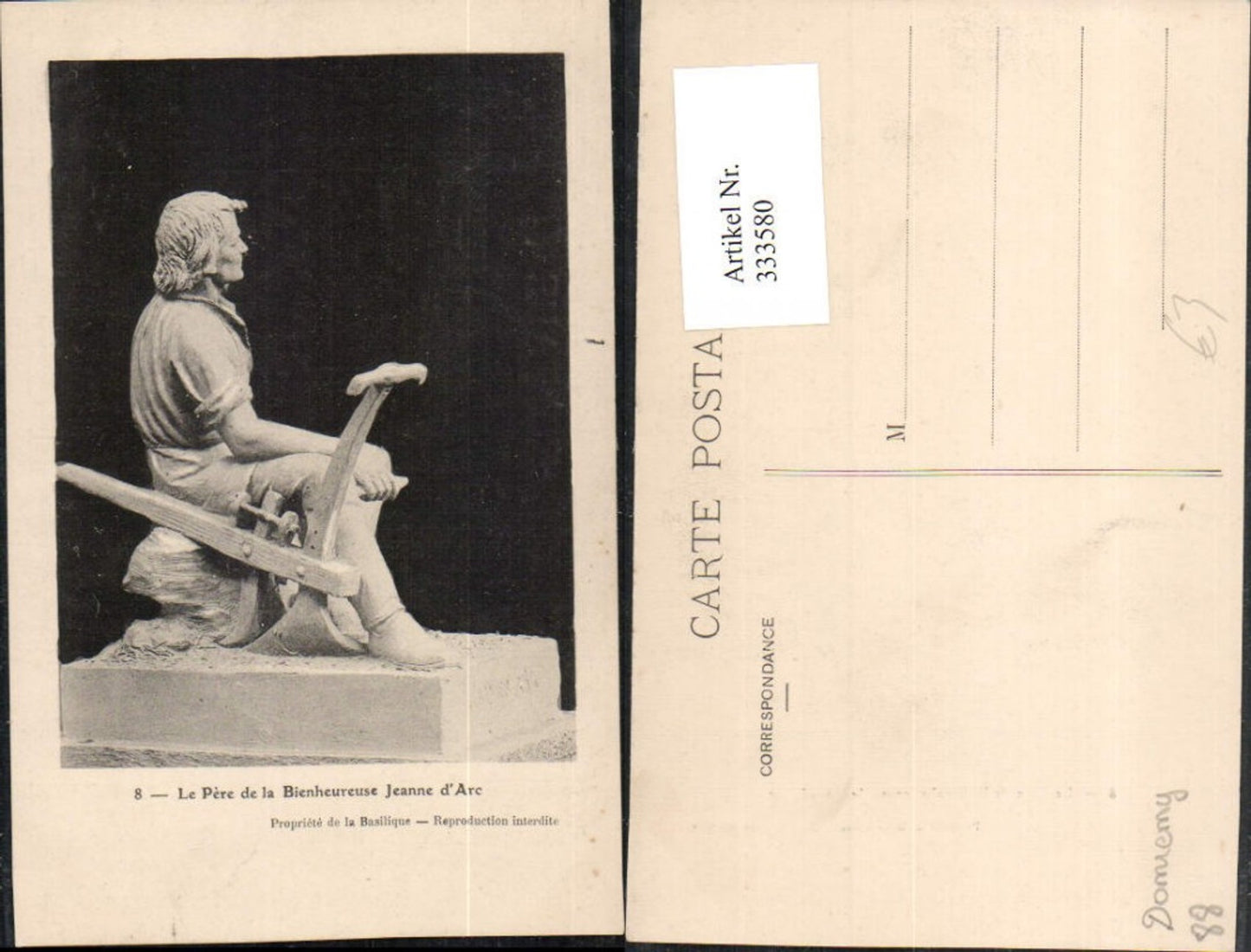 333580,Lothringen Vosges Domremy Le Pere de la Bienheureuse Jeanne d'Arc Denkmal