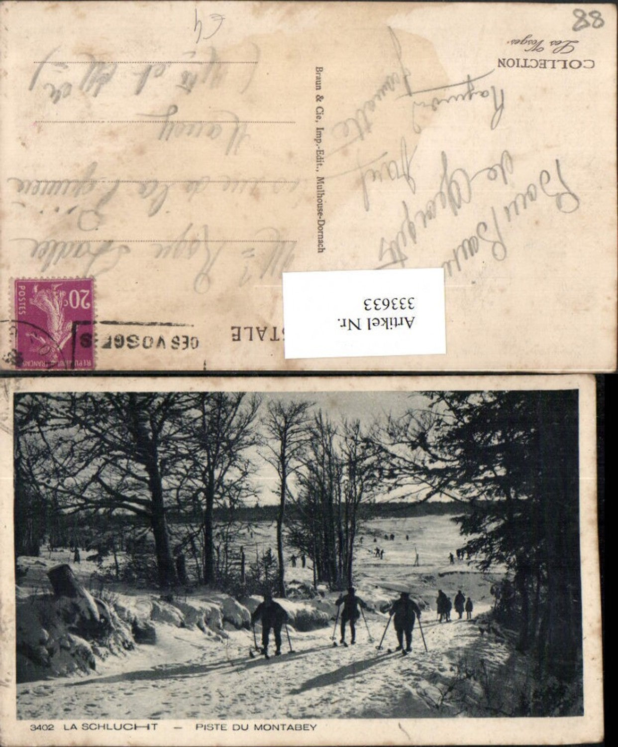 333633,Lothringen Vosges La Schlucht Piste du Montabey Langläufer Winterbild