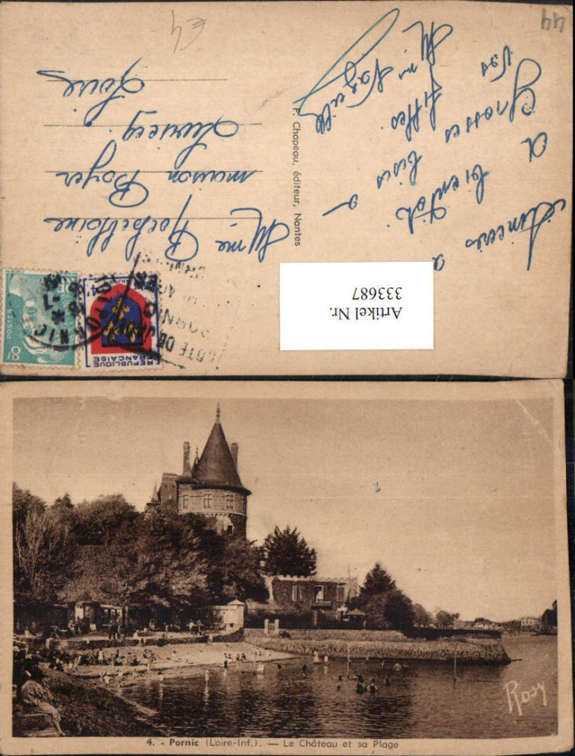 333687,Pays de la Loire Loire-Atlantique Pornic Le Chateau et sa Plage Schloss Strand