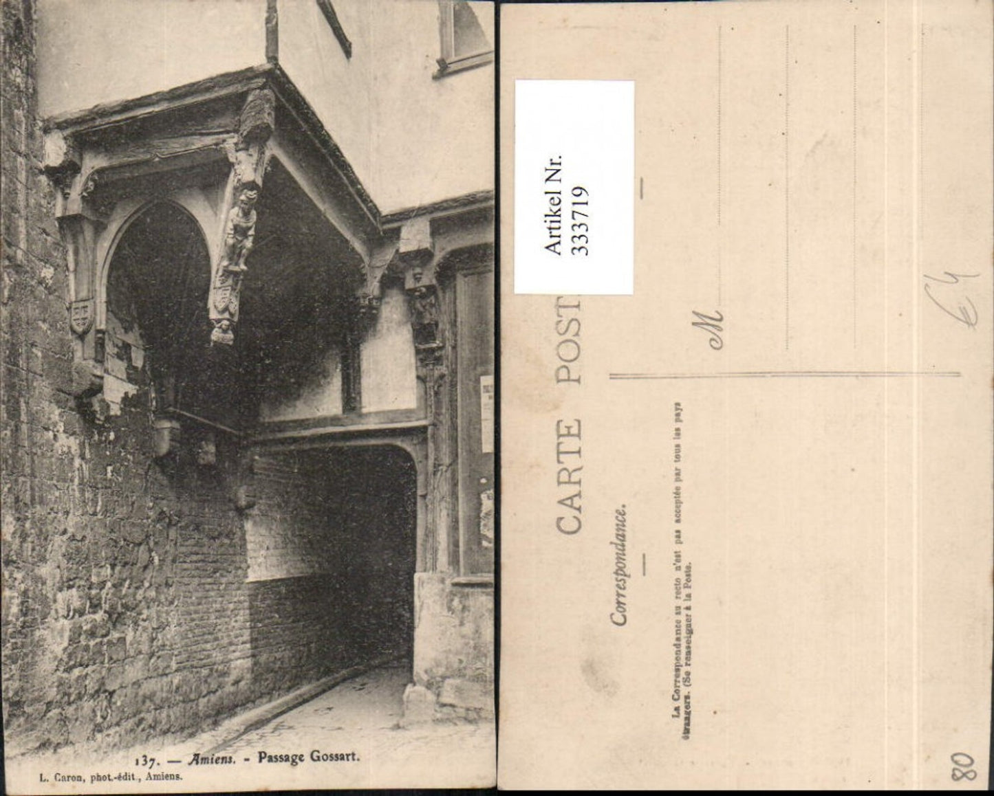 333719,Picardie Somme Amiens Passage Gossart Gasse