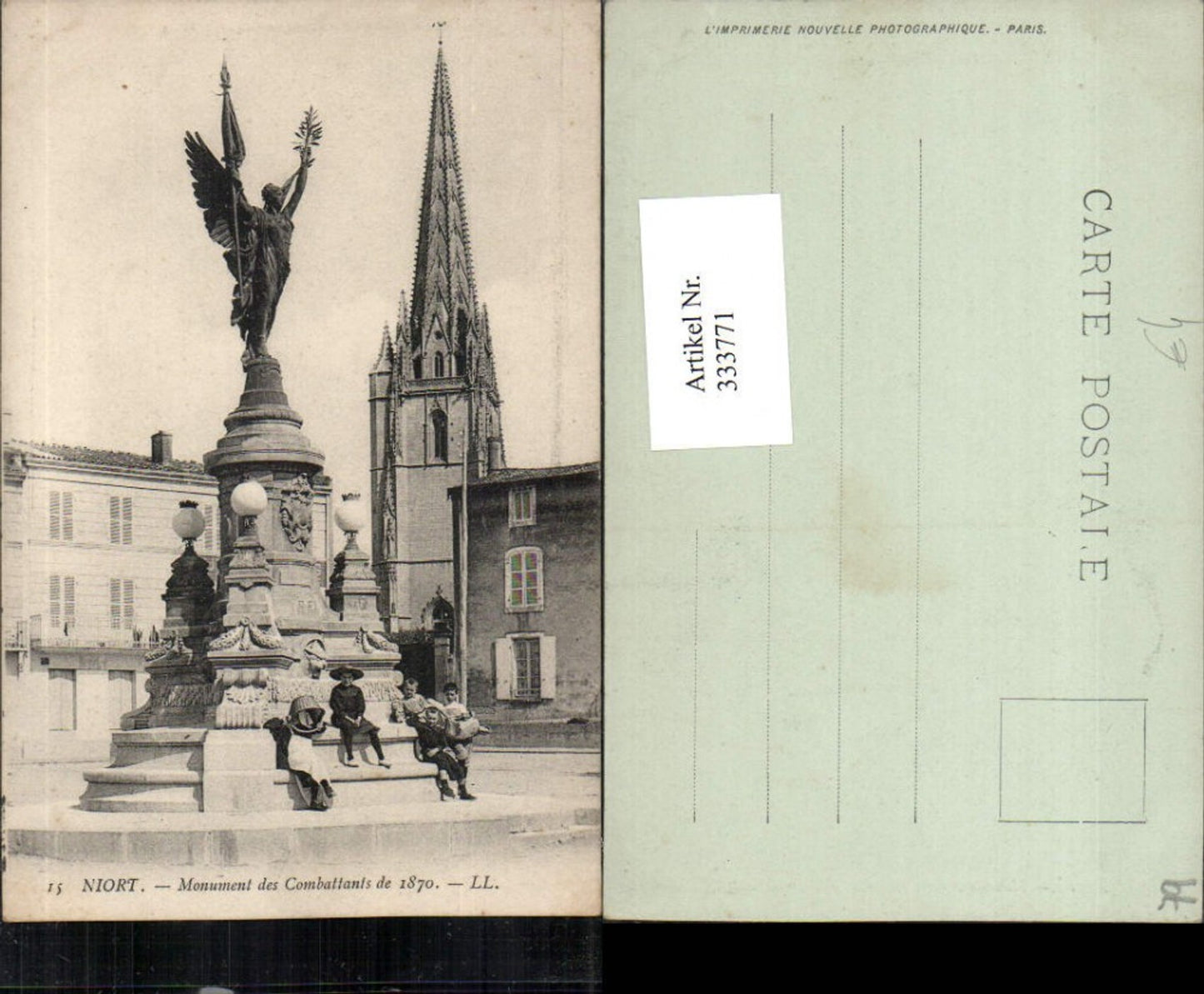 333771,Poitou-Charentes Deux-Sevres Niort Monument des Combattants 1870 Kirchenturm
