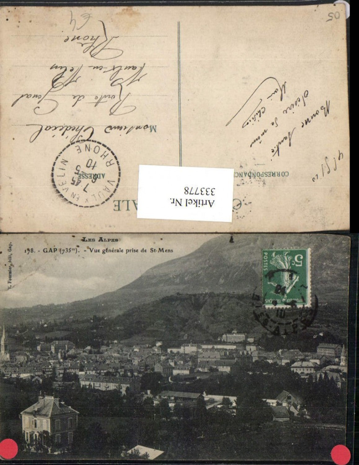 333778,Provence-Alpes-Cote-Azur Hautes-Alpes Gap Vue generale prise de St-Mens Totale