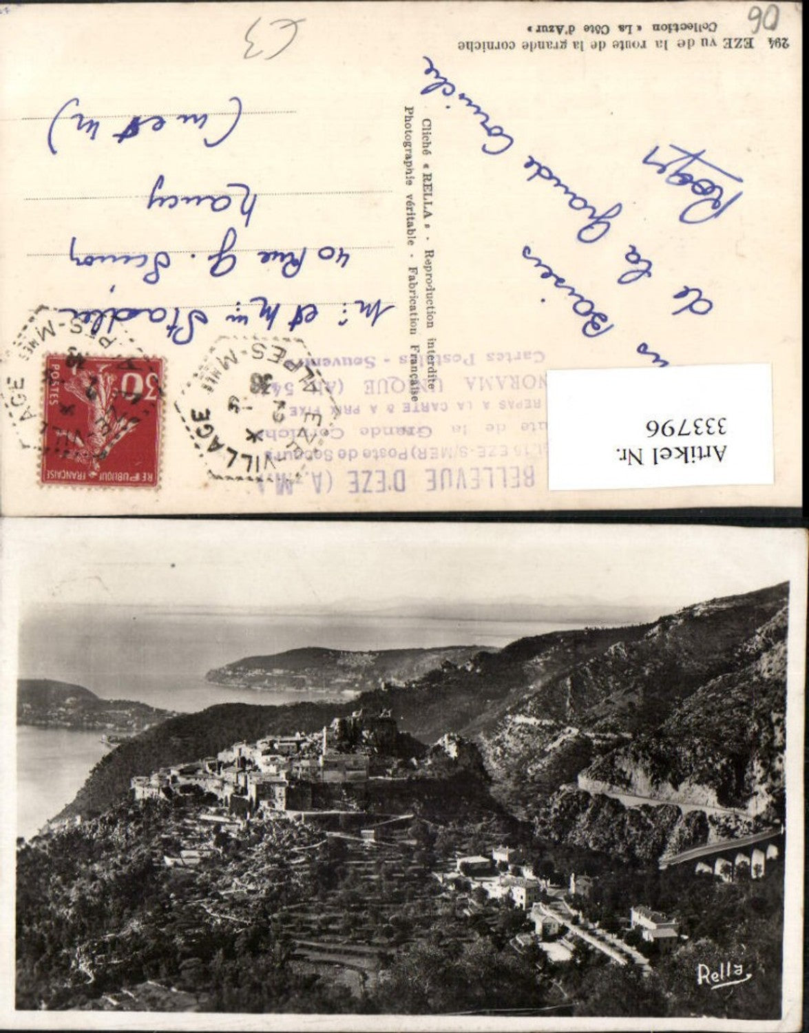 333796,Provence-Alpes-Cote-Azur Alpes-Maritimes Eze vu de la route de la grande corniche Totale