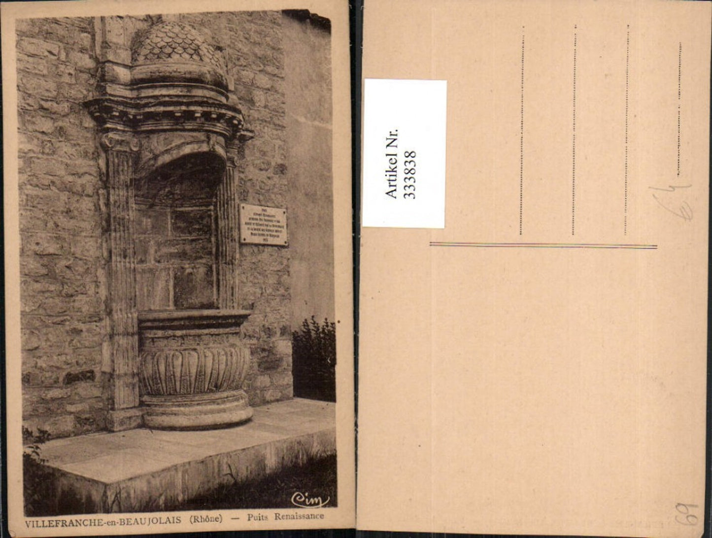 333838,Rhone-Alpes Rhone Villefranche-sur-Saone Puits Renaissance Brunnen