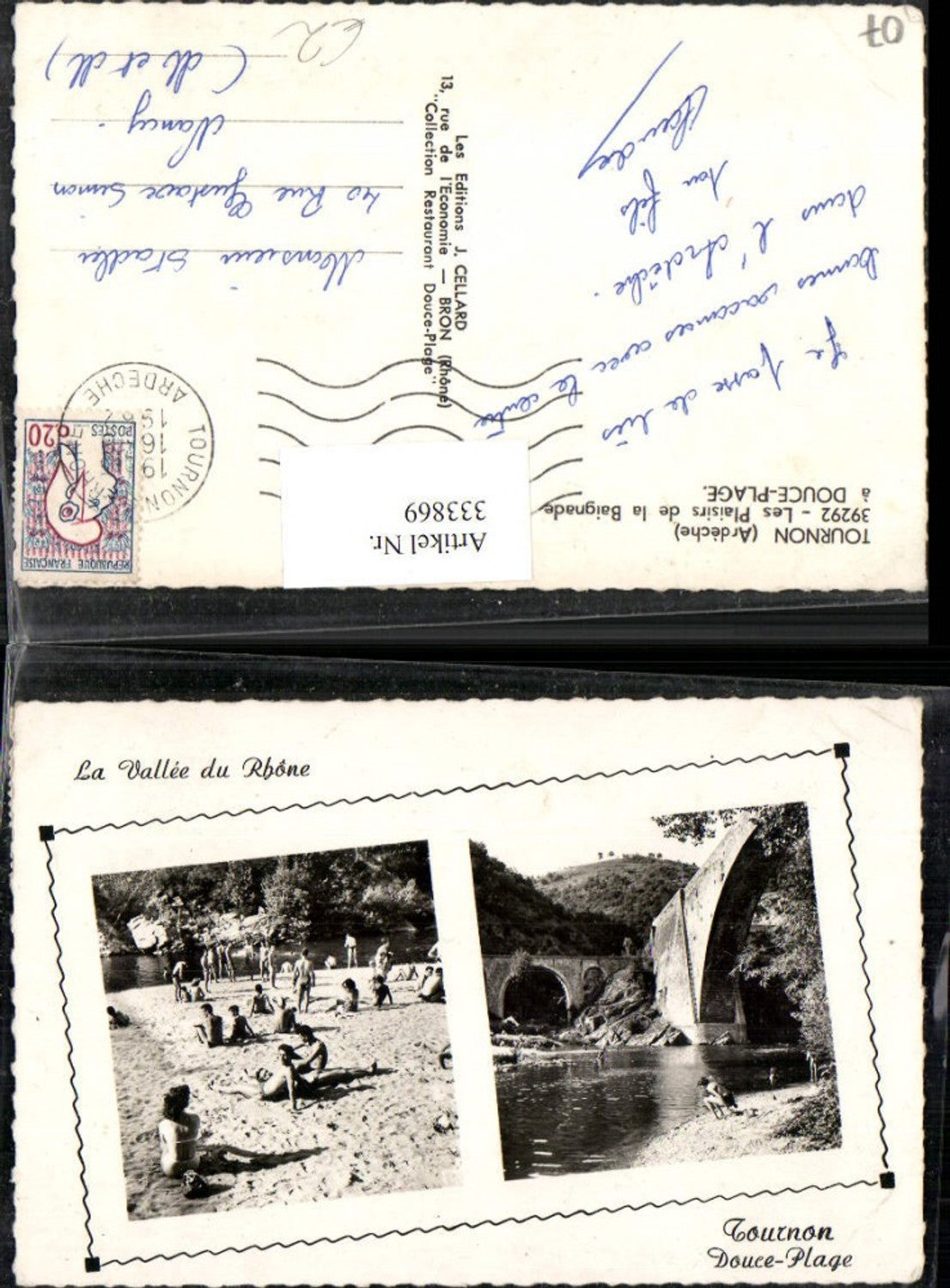 333869,Rhone-Alpes Ardeche Touron Les Plaisirs de la Baignade a Douce-Plage Strandbad Brücke