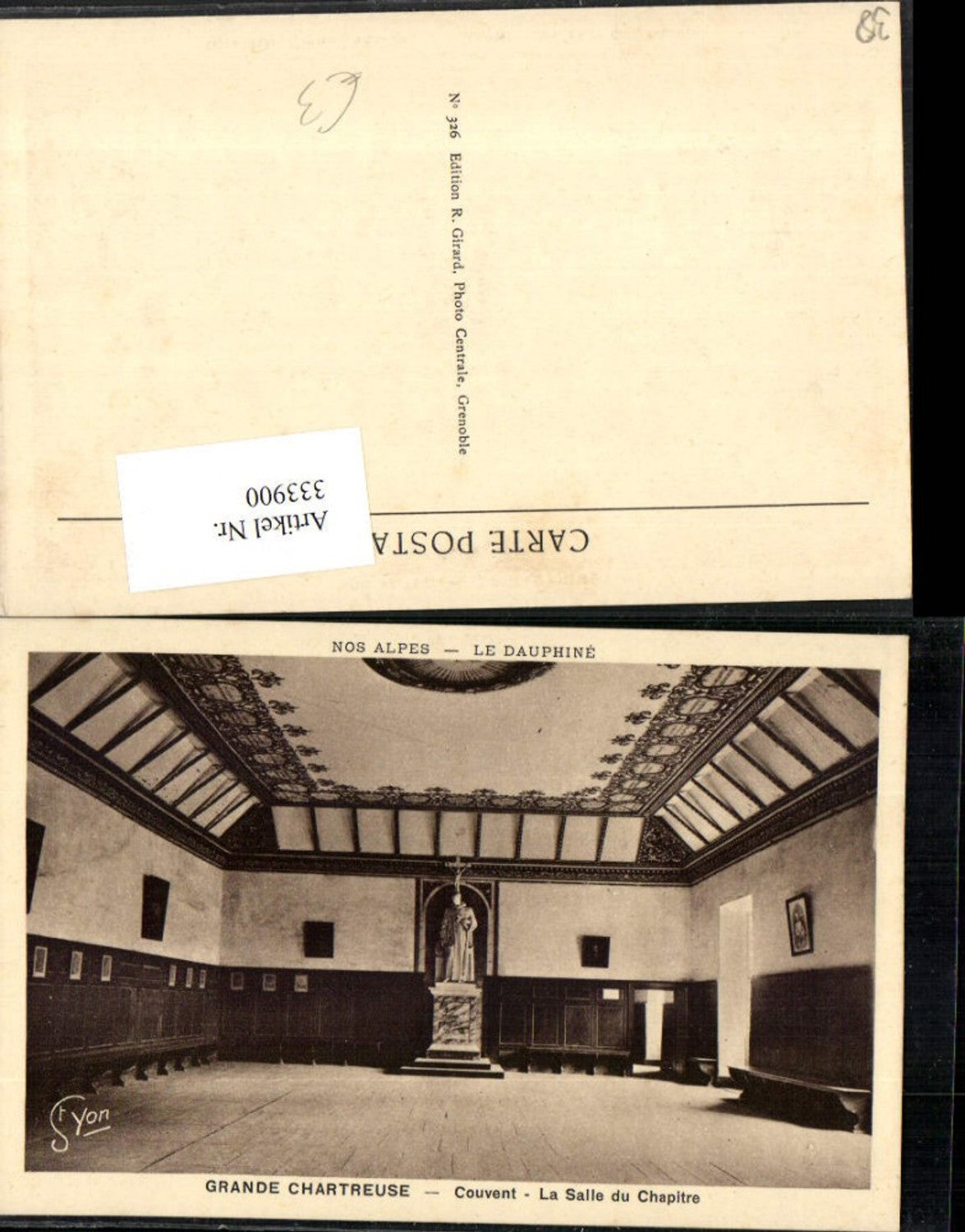 333900,Rhone-Alpes Isere Dauphine Grande Chartreuse Couvent La Salle du Chapitre Kloster