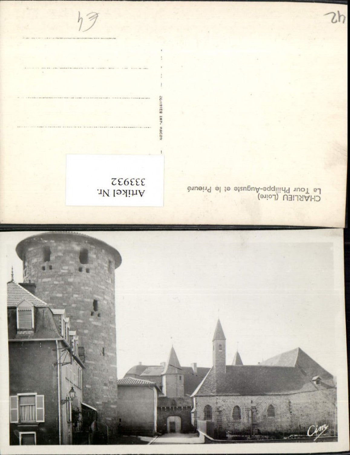 333932,Rhone-Alpes Loire Charlieu Tour Philippe-Auguste and le Prieure tower