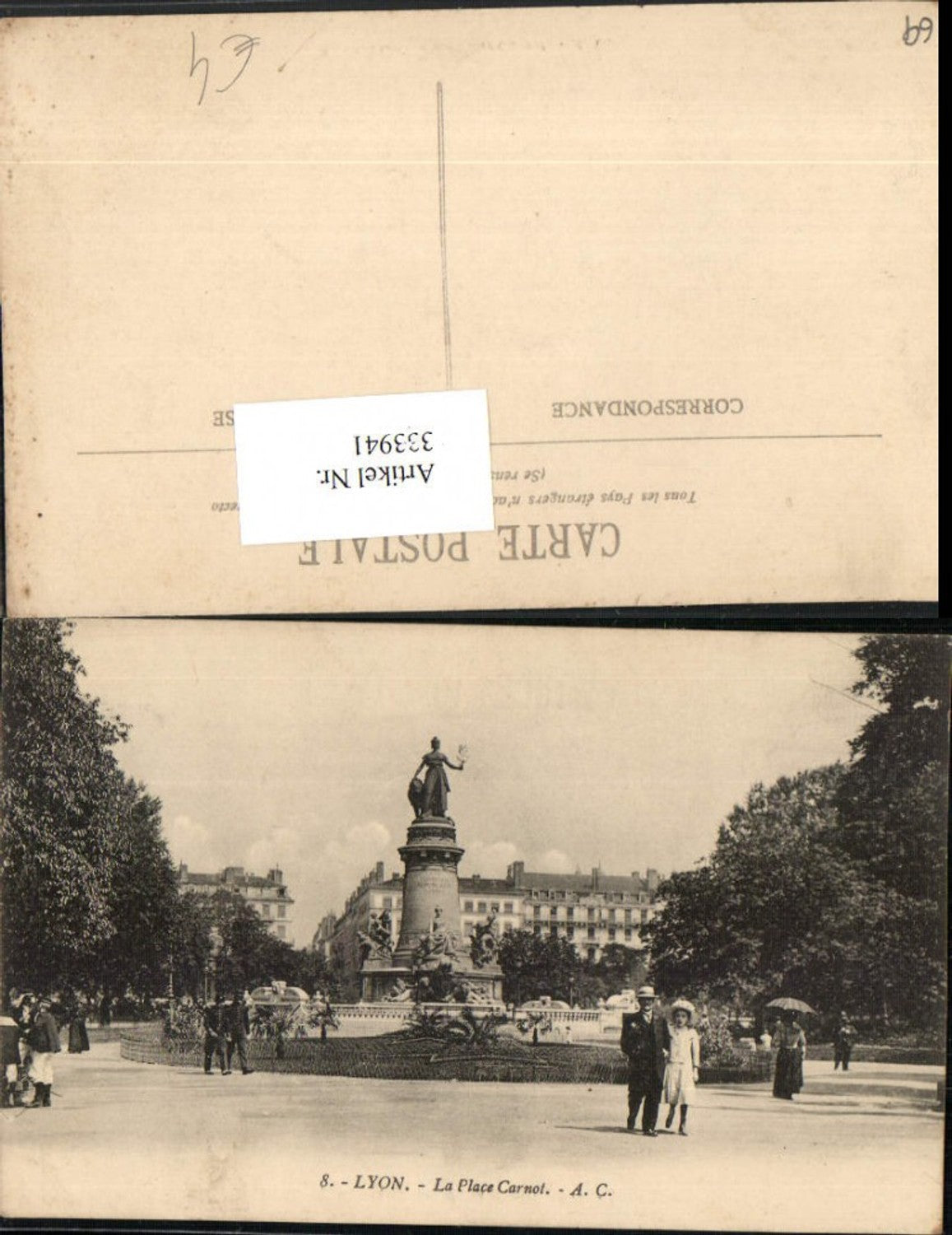 333941,Rhone-Alpes Rhone Lyon La Place Carnot Monument