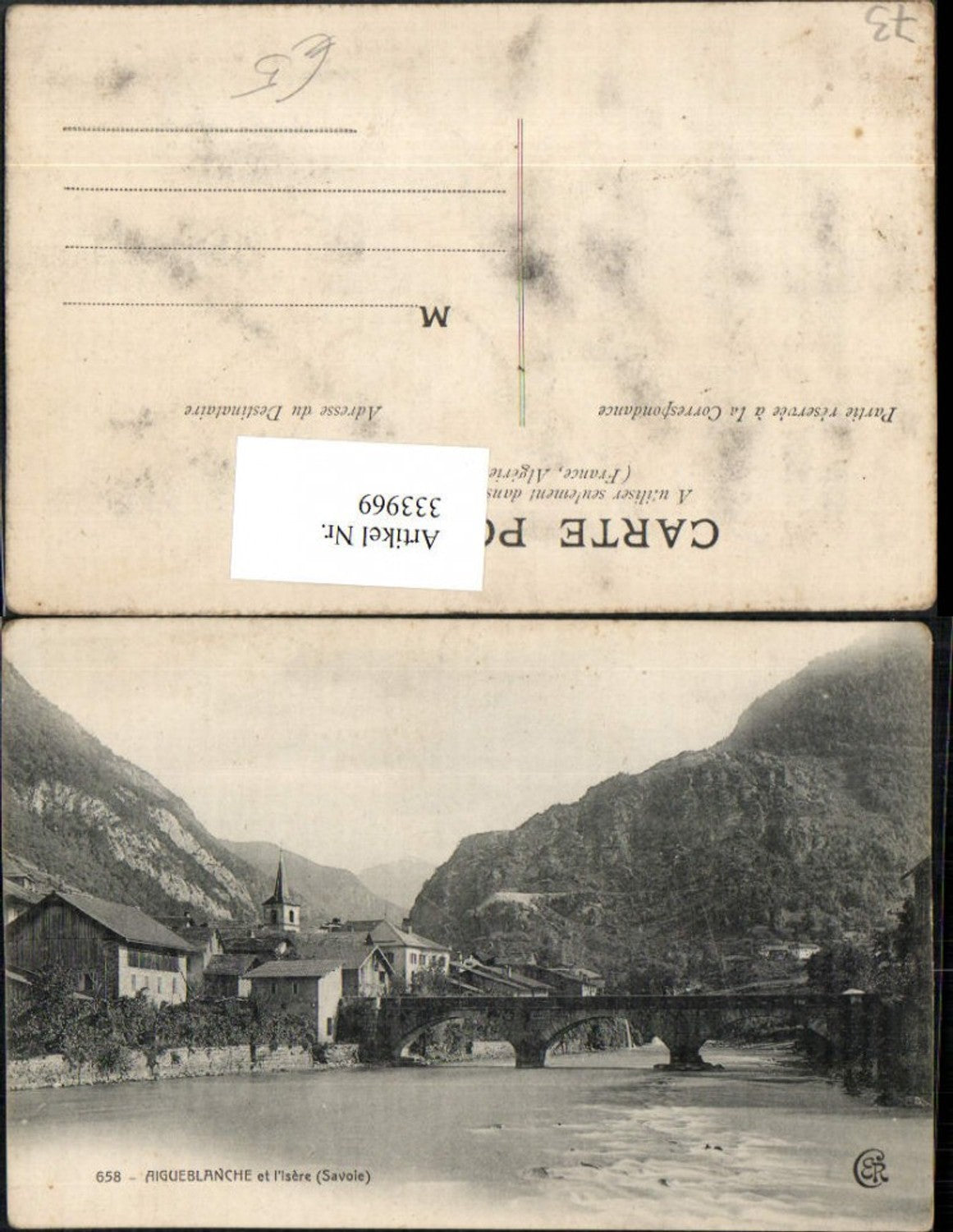 333969,Rhone-Alpes Savoie Aigueblanche et l'Isere Teilansicht Brücke