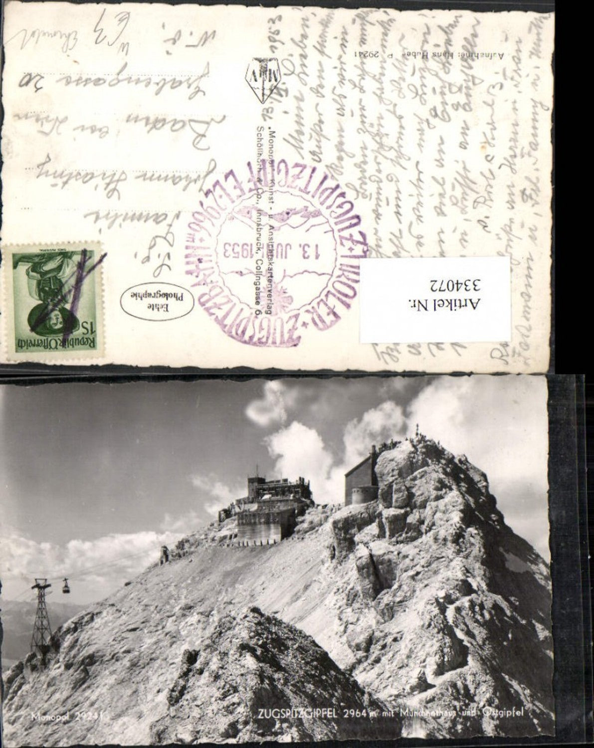 334072,Zugspitzgipfel m. Münchnerhaus Berghütte b. Garmisch-Partenkirchen