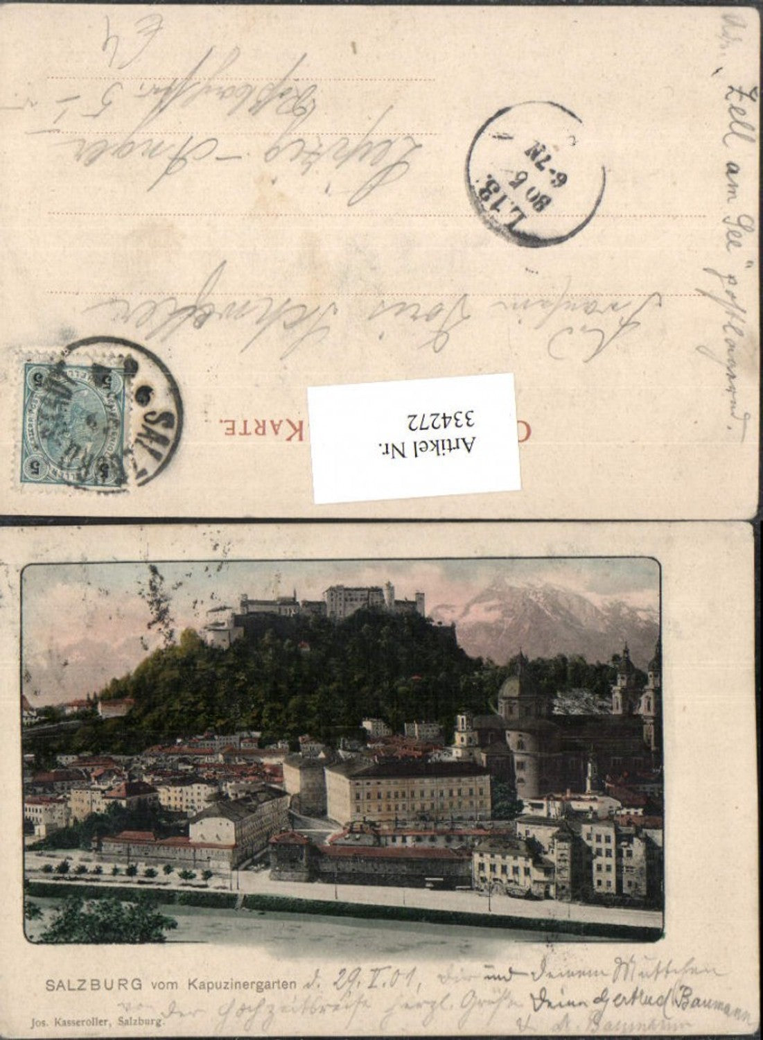 334272,Salzburg Teilansicht m. Festung vom Kapuzinergarten