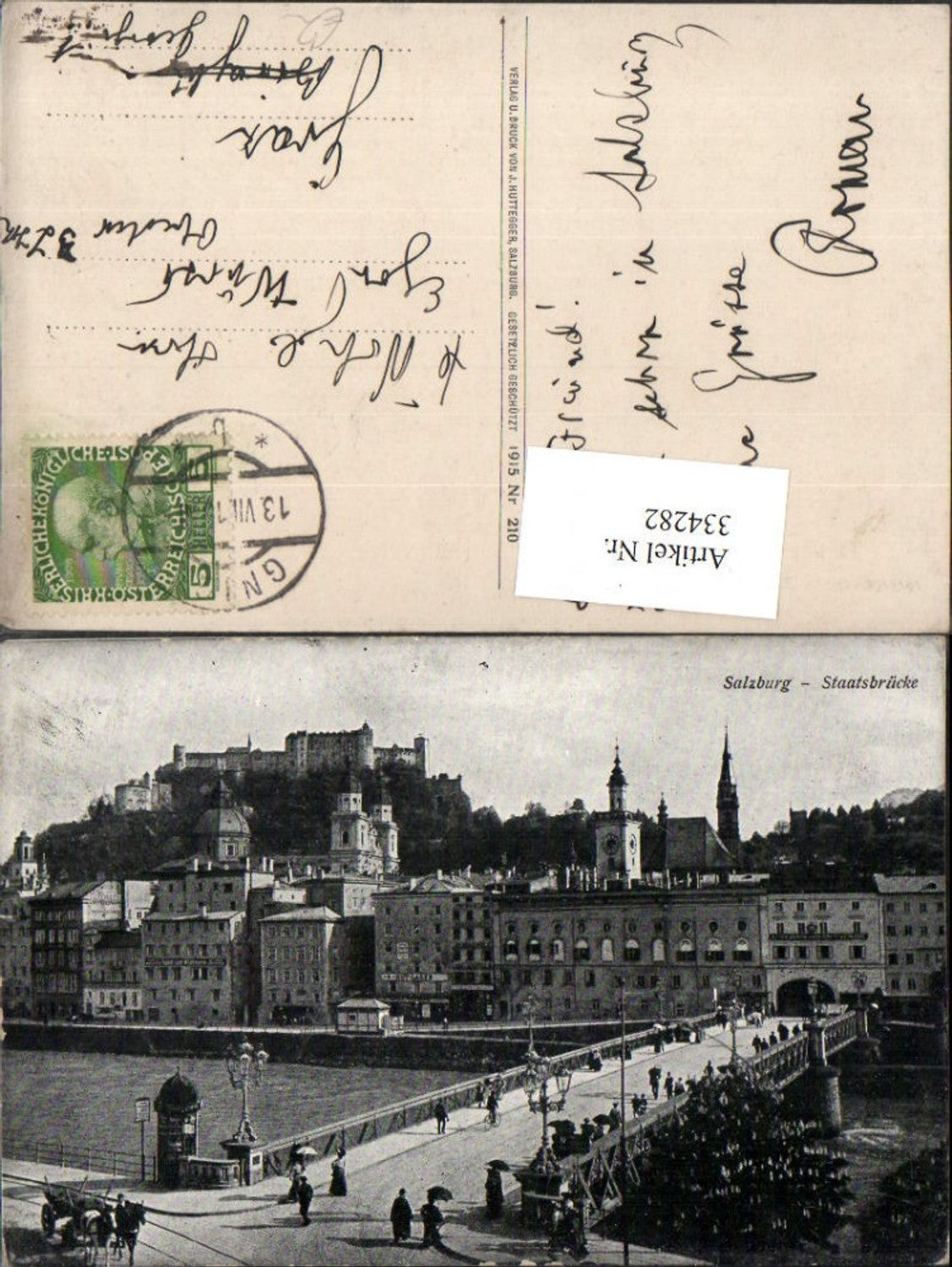 334282,Salzburg Teilansicht Staatsbrücke Brücke m. Festung