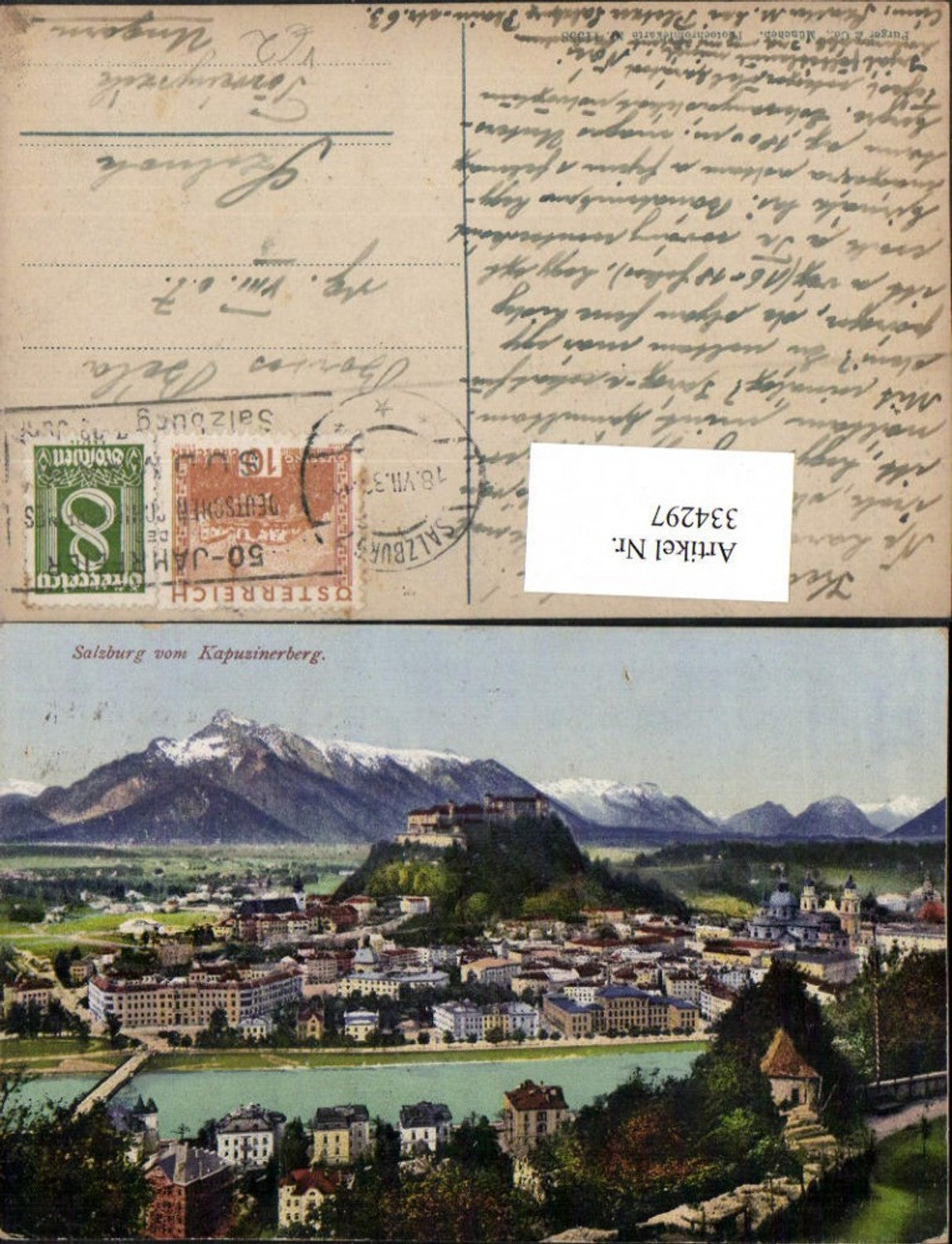 334297,Salzburg Totale m. Festung vom Kapuzinerberg Bergkulisse pub Purger & Co 11358