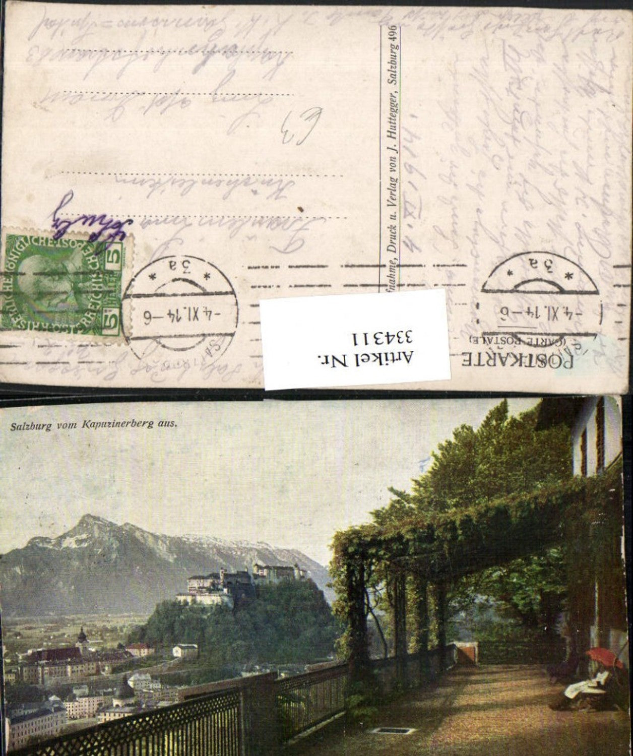 334311,Salzburg Teilansicht m. Festung vom Kapuzinerberg Bergkulisse