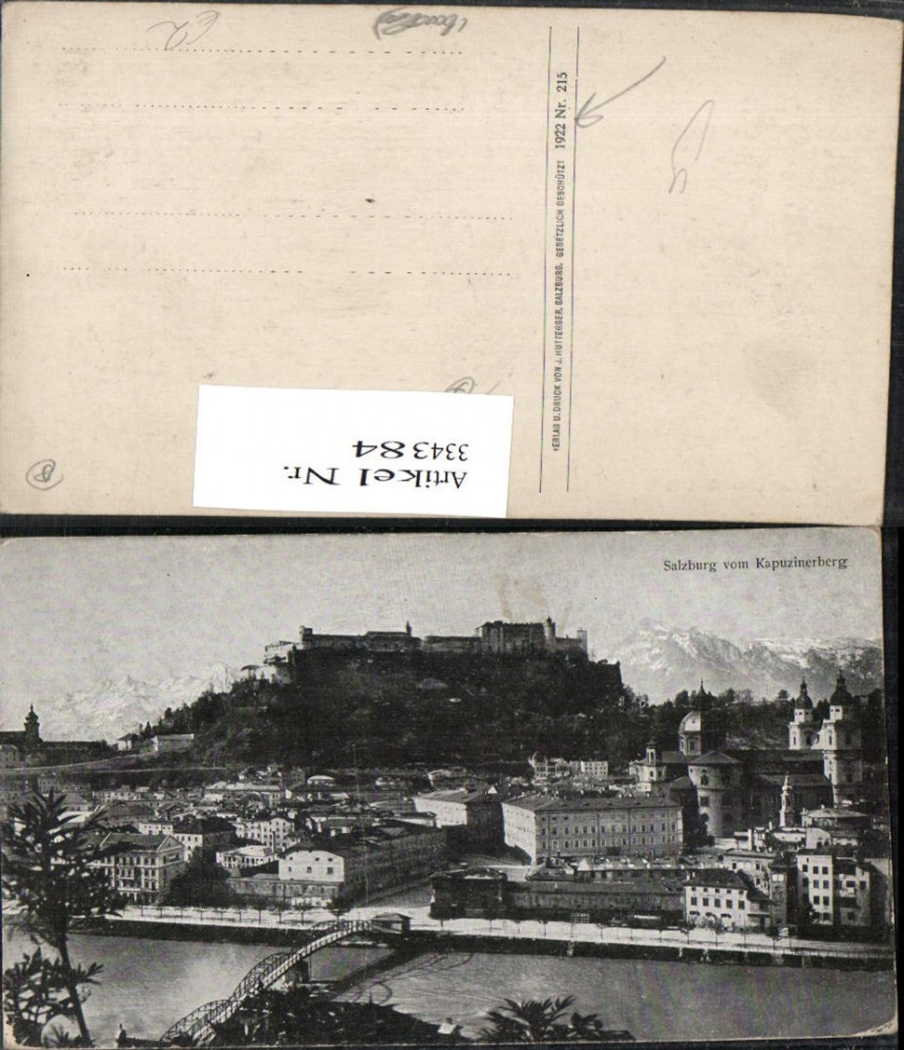 334384,Salzburg Teilansicht m. Festung vom Kapuzinerberg