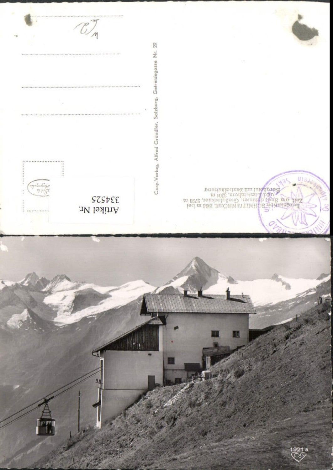 334525,Bergstation Schmittenhöhe b. Zell am See Seilbahn Bergkulisse pub Cosy 1921a