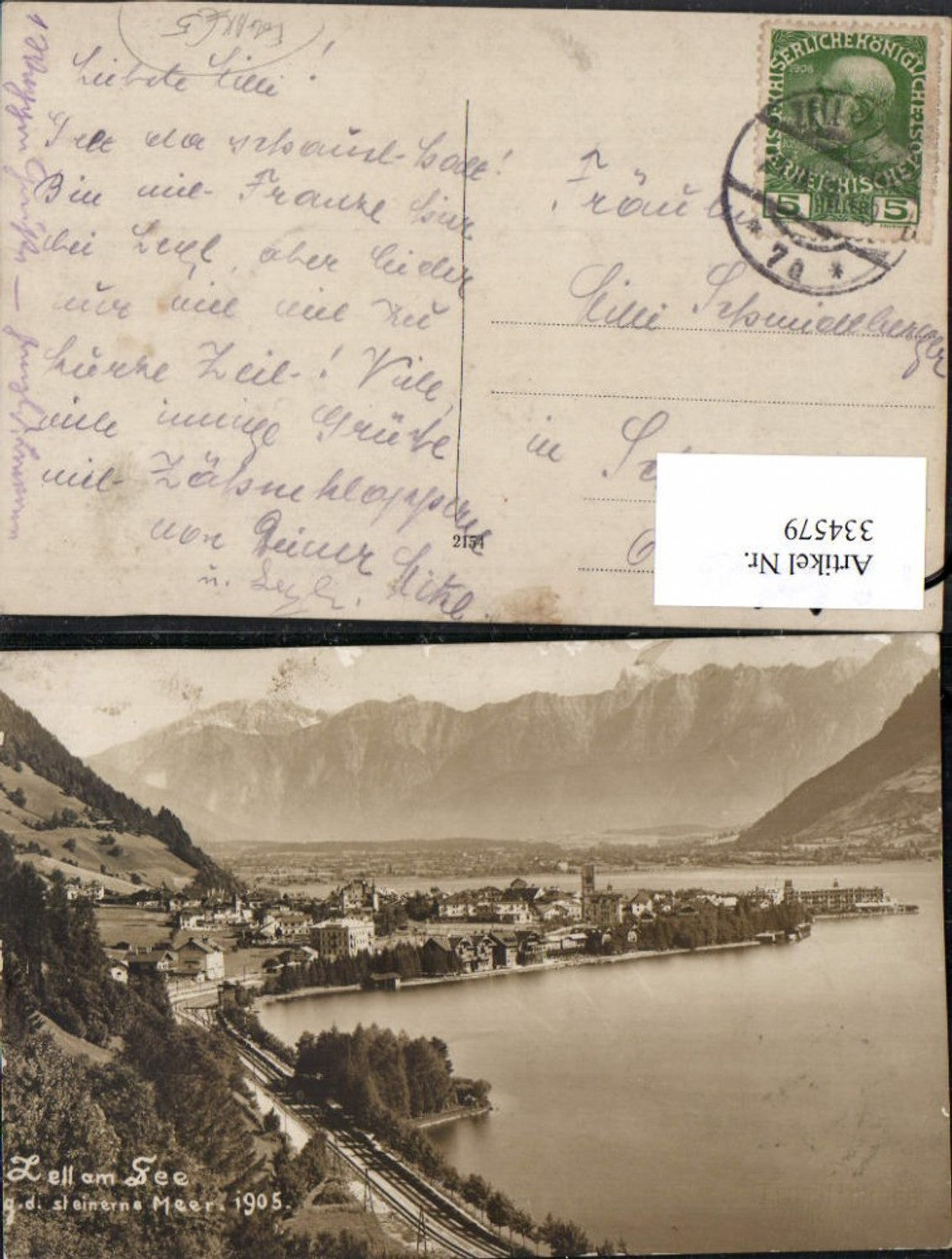 334579,Foto AK Zell am See Totale geg. Steinernes Meer Bergkulisse