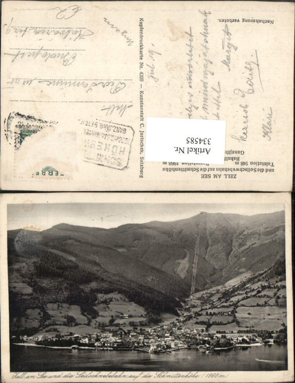 334585,Zell am See Totale m. Seilbahn auf die Schmittenhöhe