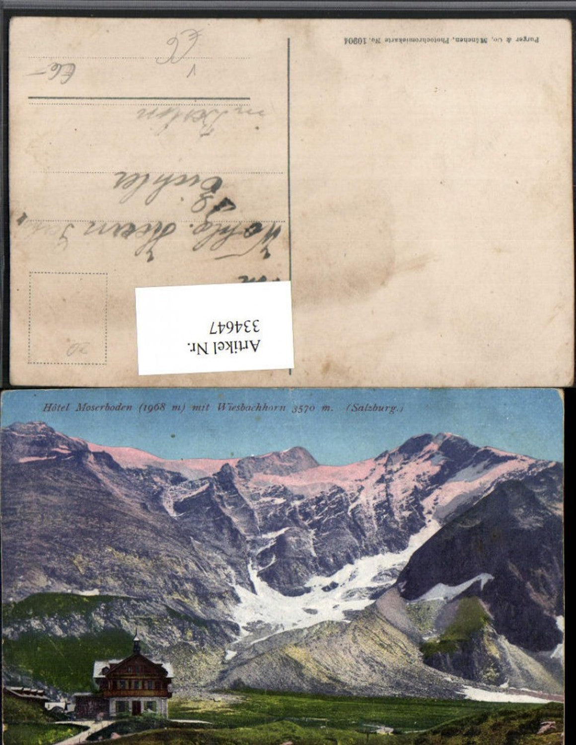334647,Hotel Mooserboden b. Kaprun m. Wiesbachhorn Bergkulisse pub Purger & Co 10904