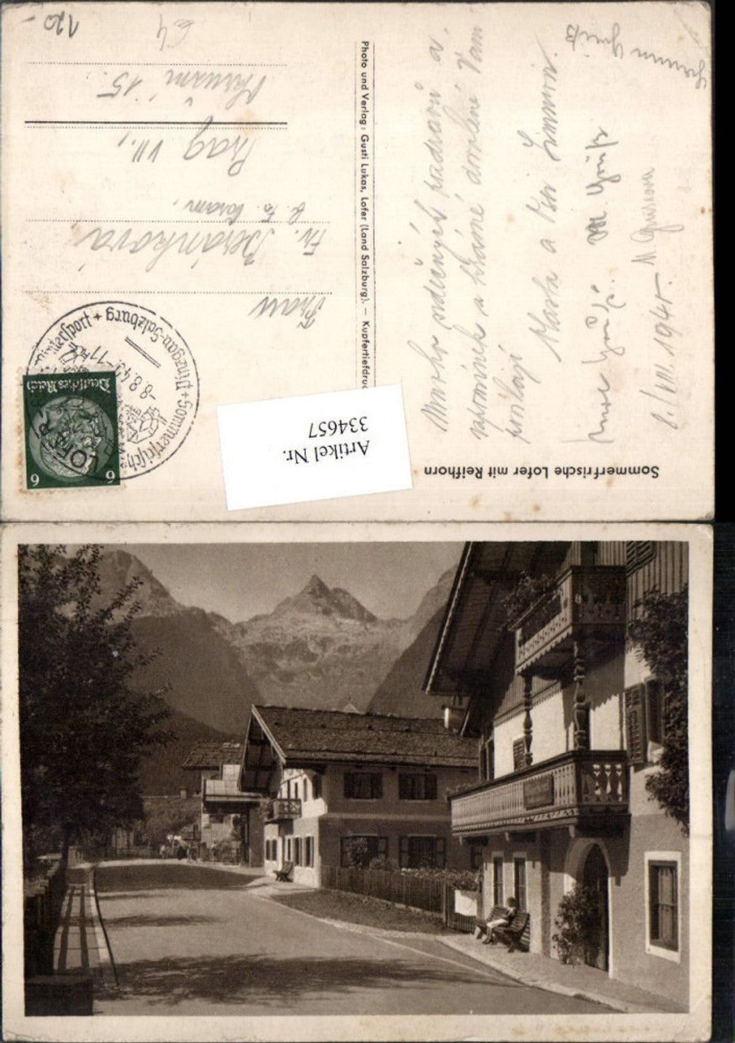 334657,Lofer Straßenansicht m. Reifhorn Bergkulisse