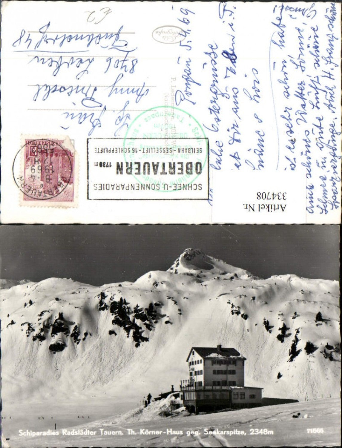 334708,Radstädter Tauern Theodor-Körner-Haus b. Annaberg geg. Seekarspitze Bergkulisse