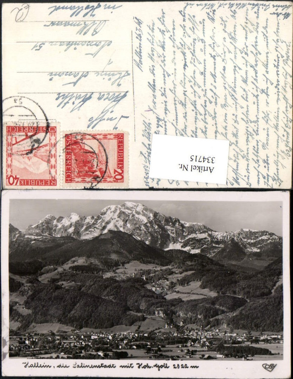 334715, Hallein Totale m. Hohen Göll mountain scenery pub Cosy
