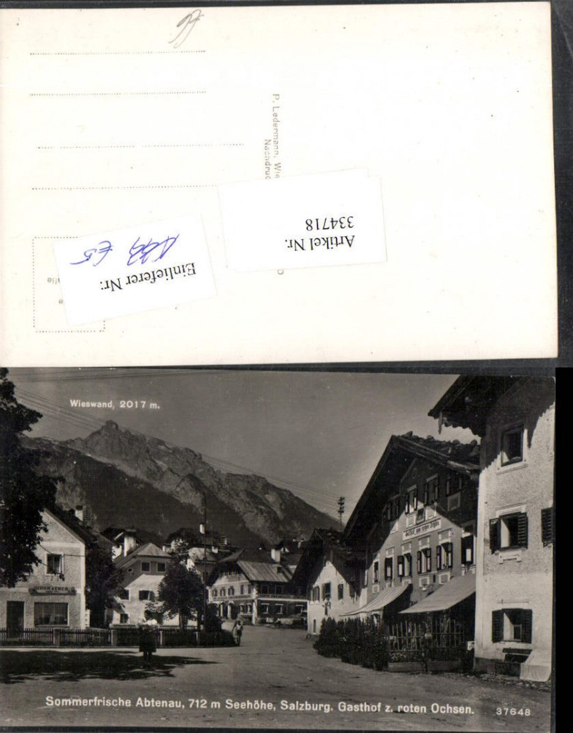 334718,Abtenau Straßenansicht Gasthof zum roten Ochsen Bergkulisse