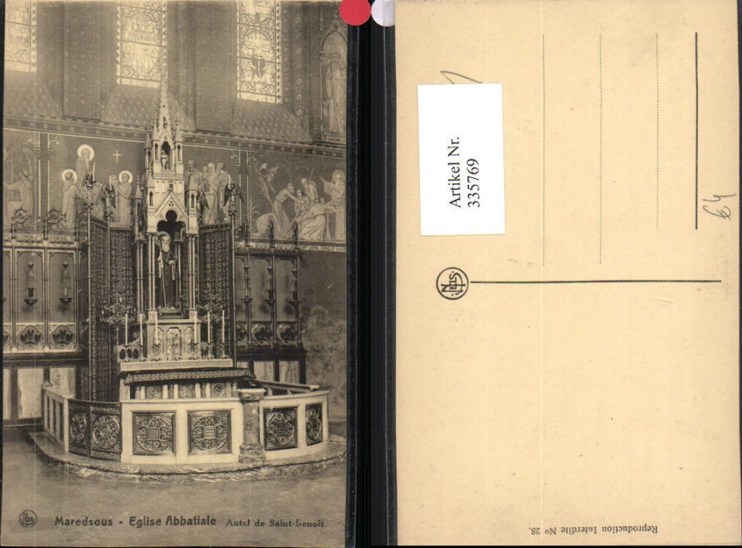 335769,Maredsous Eglise Abbatiale Autel de Saint-Benoit Kirche Altar