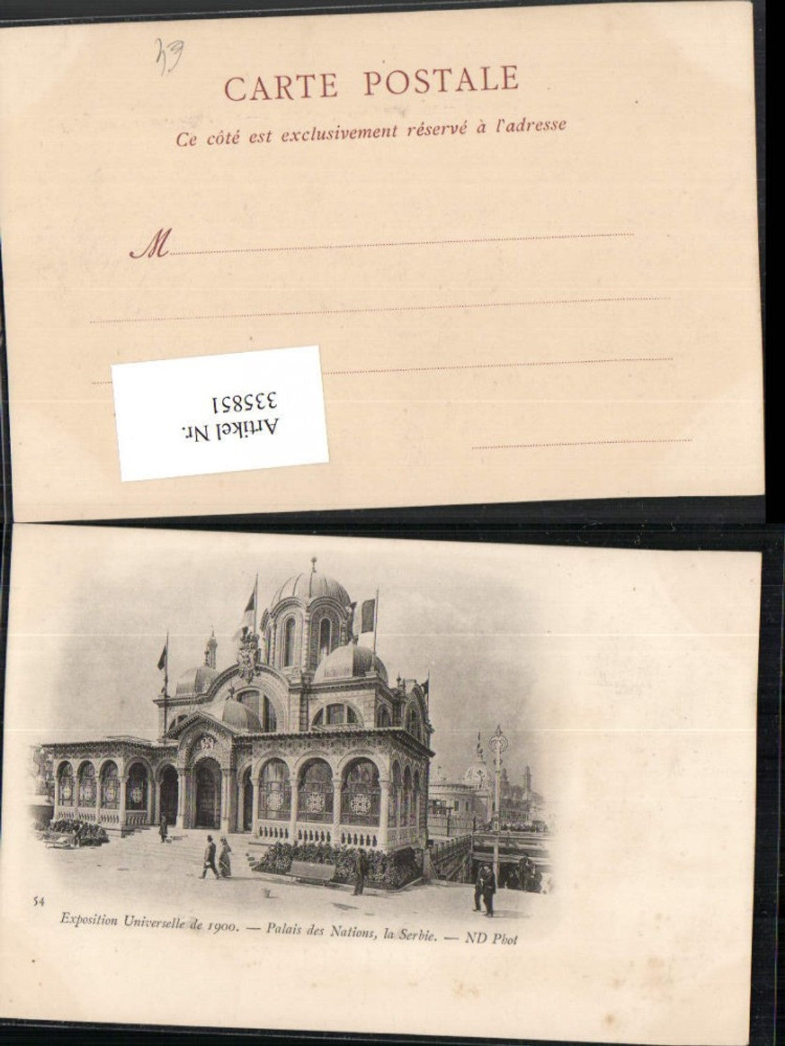 335851,Ile-de-France Paris Expostition Universelle 1900 Palais des Nations la Serbie