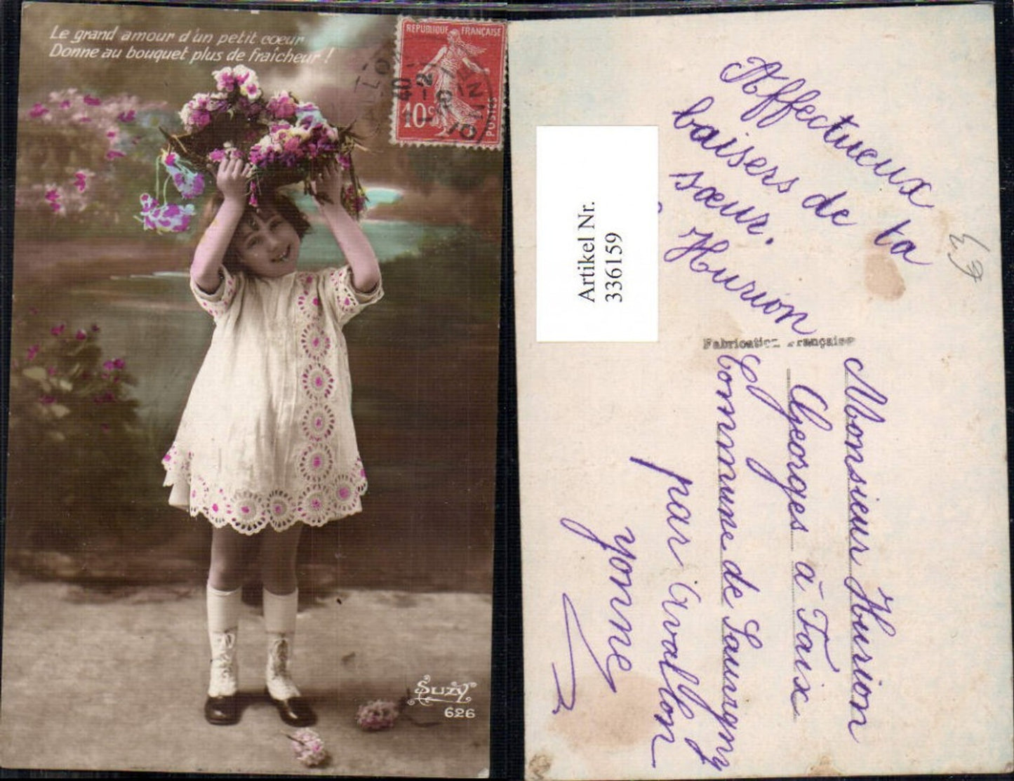 336159,Kind Kinder Mädchen Spitzenkleid Kleid Korb m. Blumen Spruch