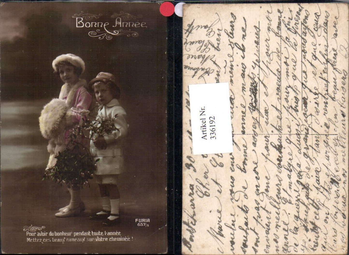 336192,Kind Kinder Mädchen Pelzhaube Pelz Pelzstola Bub Hut Mistel Spruch Bonne Annee