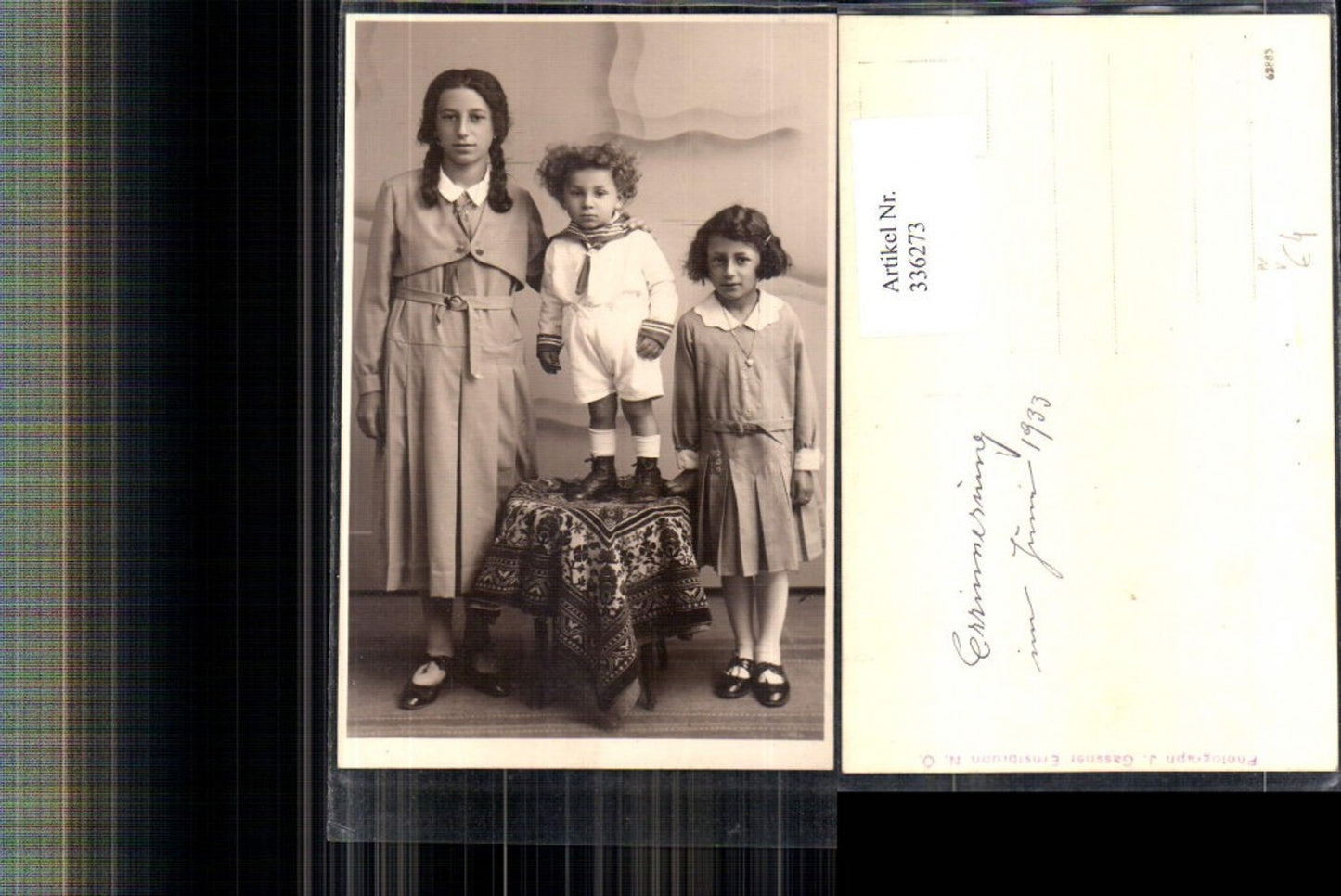 336273,Foto Ak Kinder Mädchen m. Bub Junge Uniform Matrosenanzug 1933 pub J. Gassner Ernstbrunn