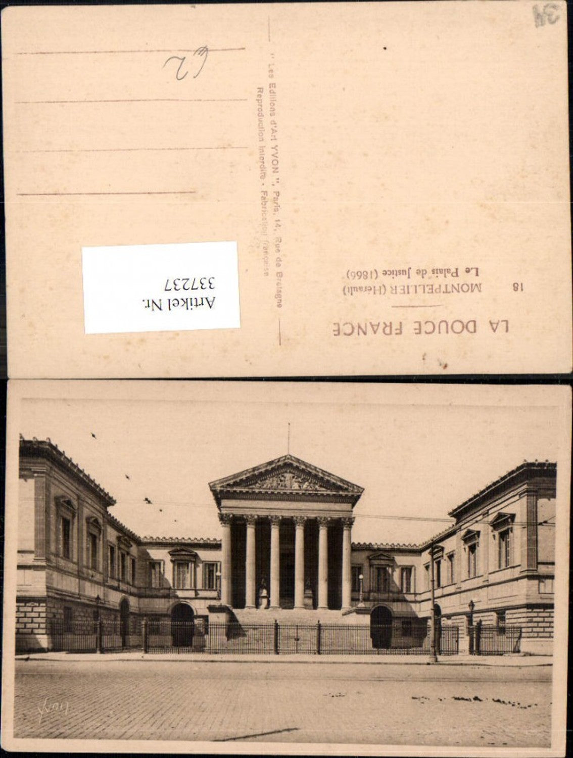 337237,Languedoc-Roussillon Herault Montpellier La Palais de Justice Justizpalast 1866