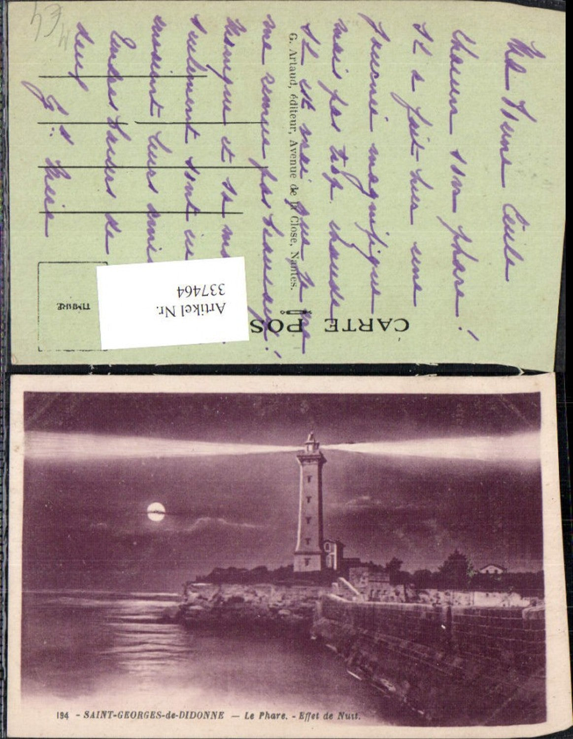 337464,Leuchtturm Saint Georges de Didonne Le Phare Mondschein