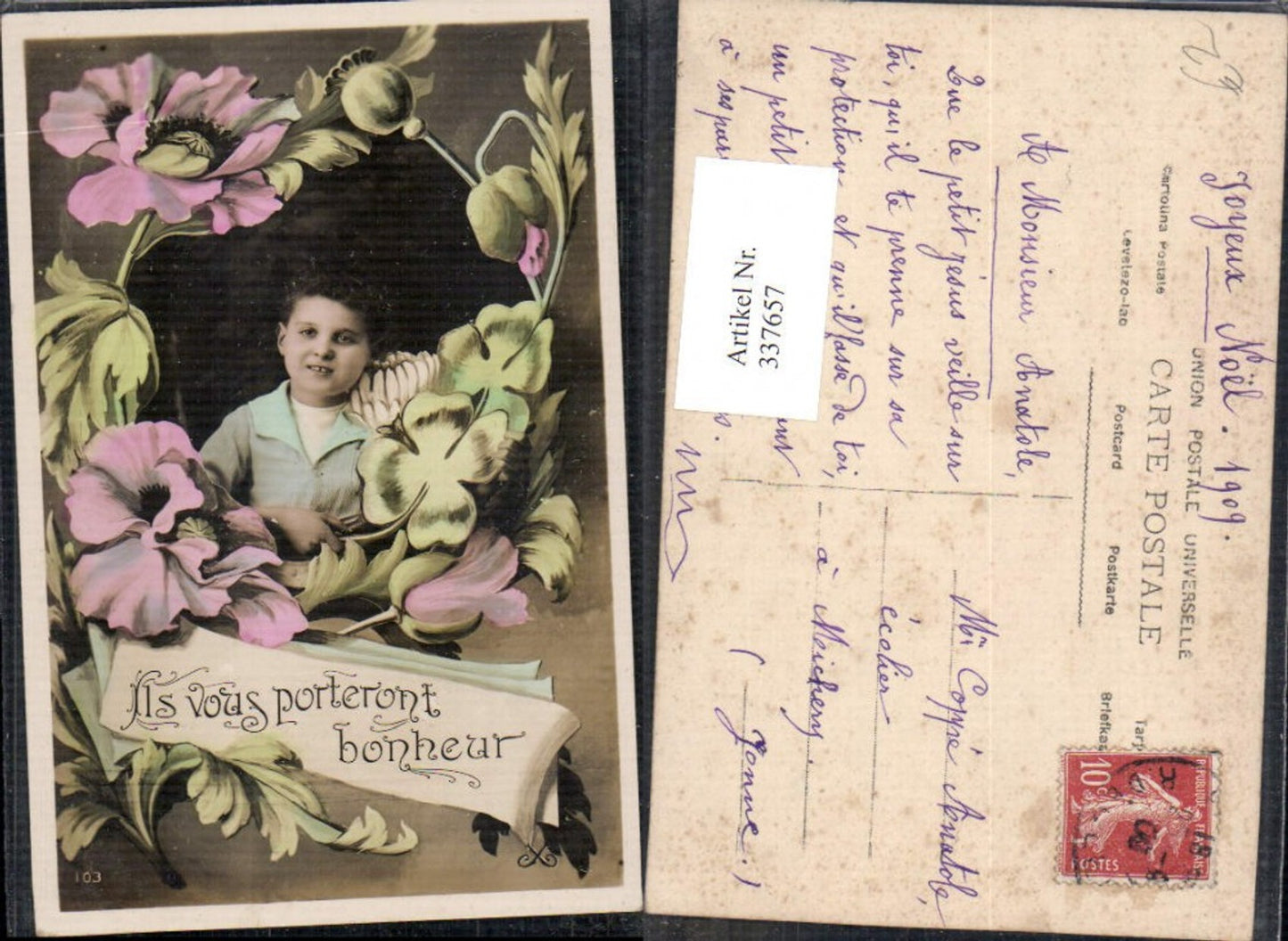 337657,Kind Bub Junge Blumen Mohnblumen Passepartout