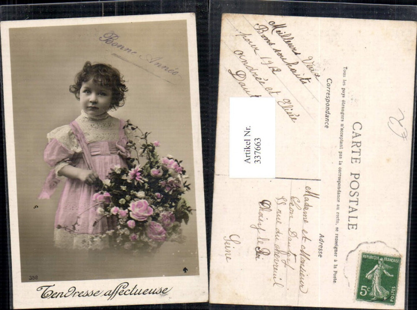 337663, Child Girl Dress Bouquet of Roses