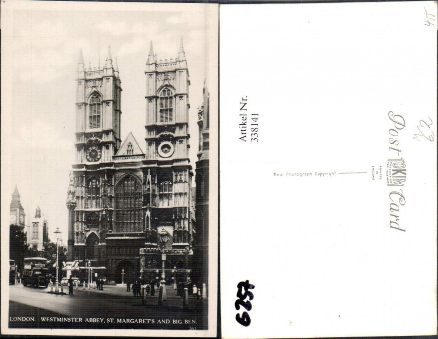 338141,Foto Ak Kirche London Westminster Abbey St Margarets and Big Ben Bus Doppeldeckerbus
