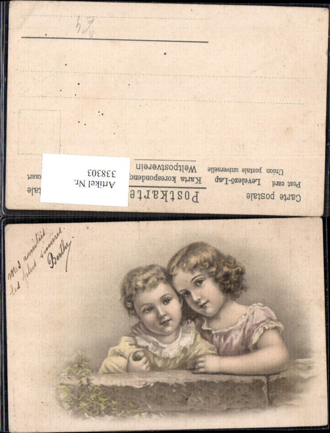 338303,Künstler Ak Kinder Umarmung Portrait