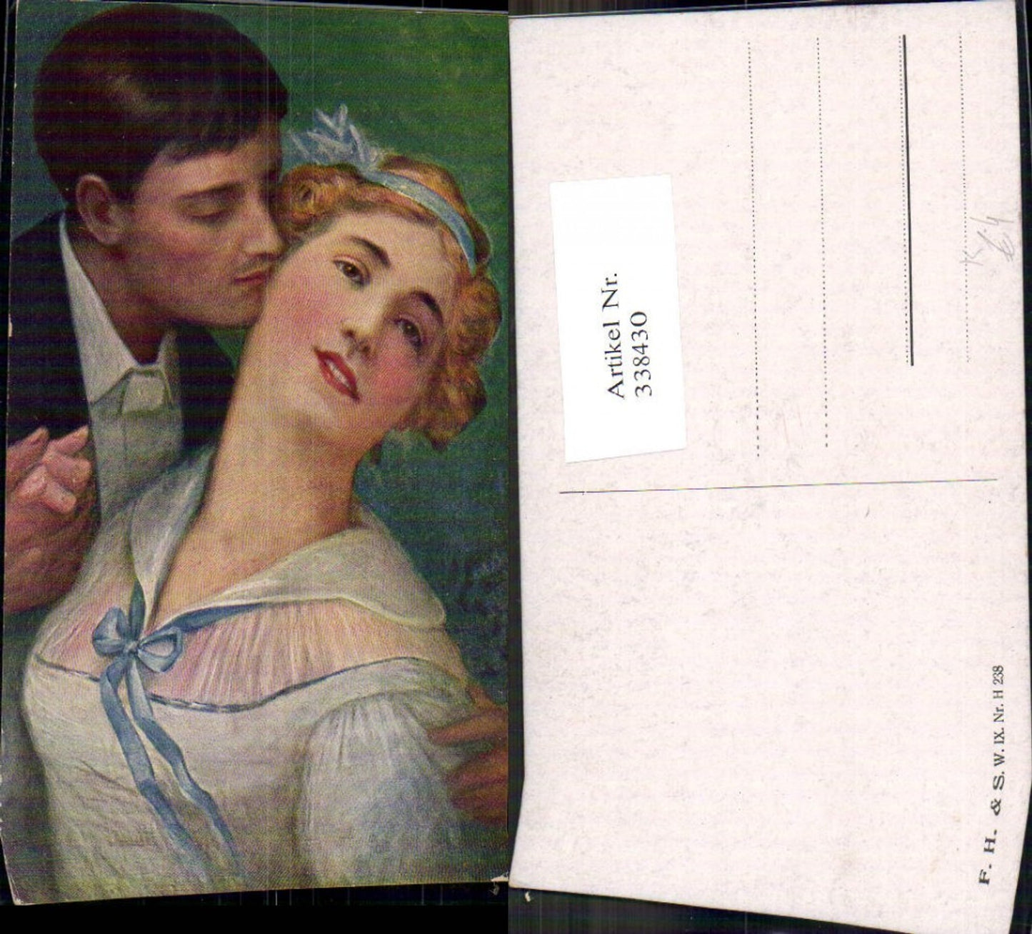 338430,Künstler Ak Liebe Paar Wangenkuss