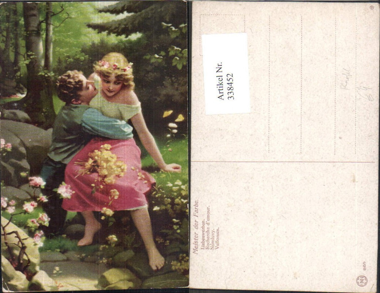 338452,Künstler Ak Knofel Liebe Paar Liebeswerben Umarmung